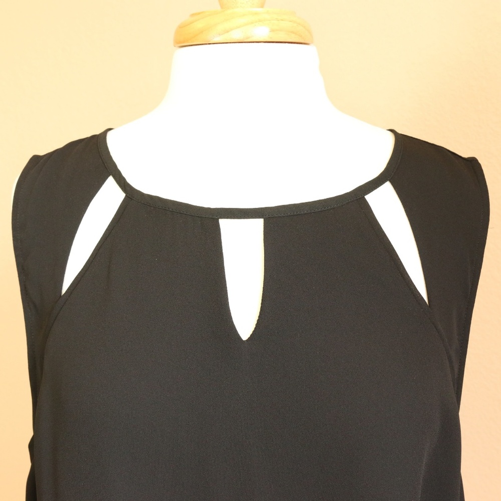 SOLD Black Cut Out Split Back Blouse Top